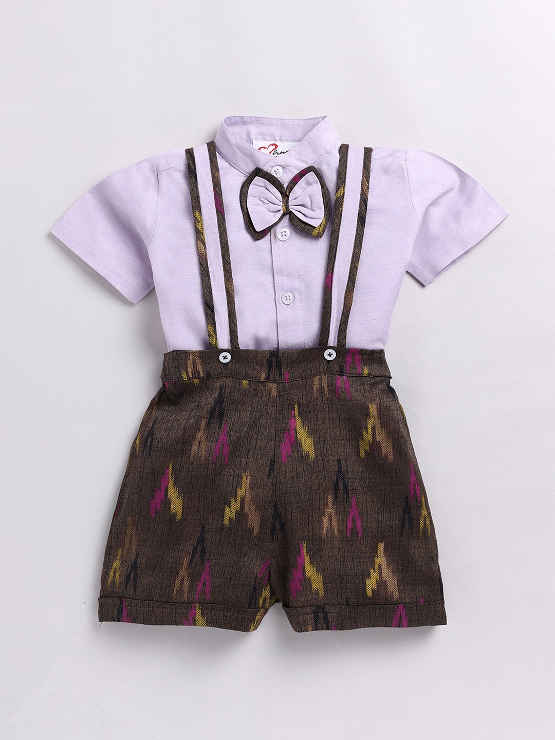 

M'andy Boys Printed Pure Cotton Shirt with Shorts, Purple