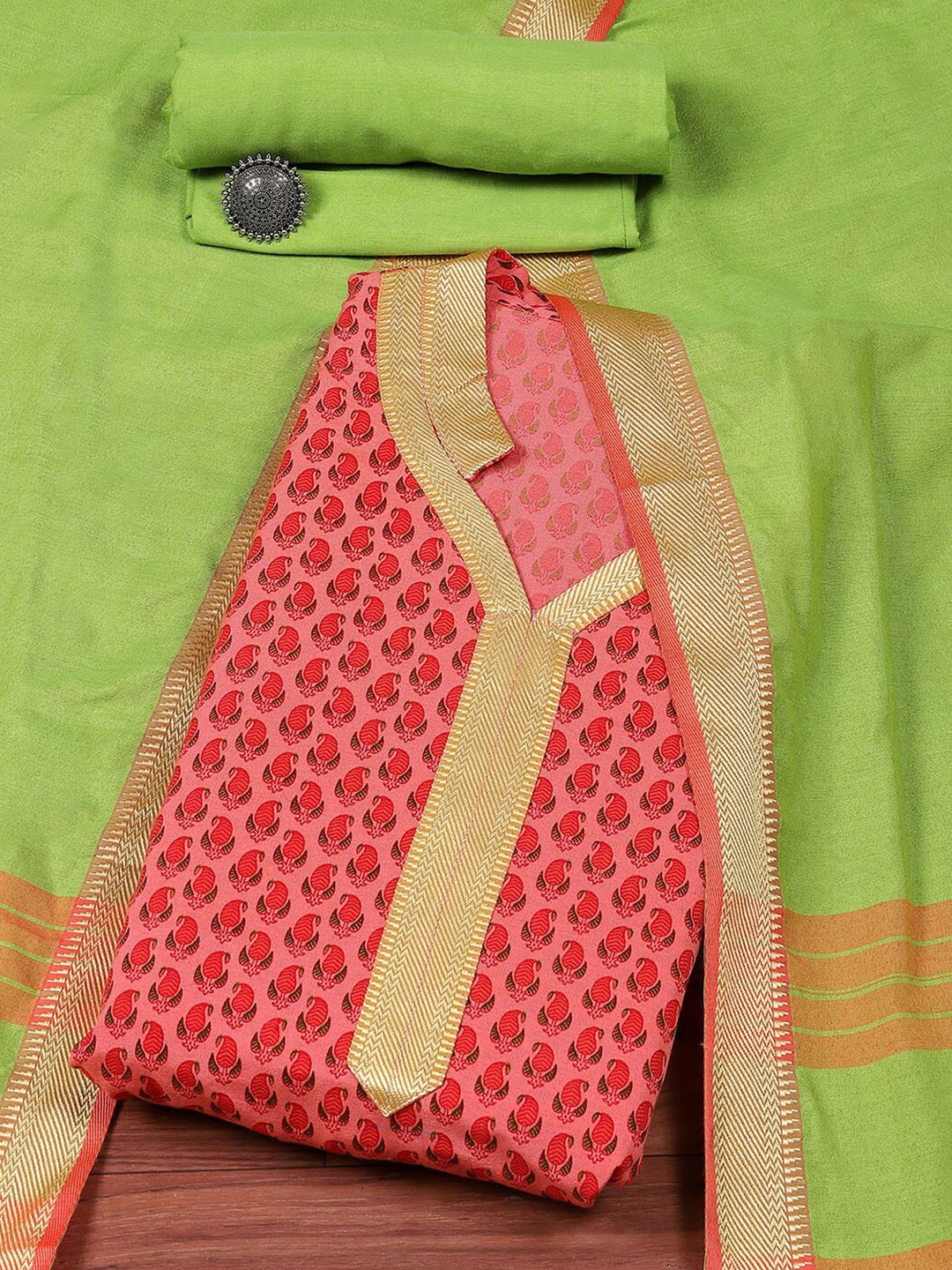 

Biba Paisley Printed Unstitched Dress Material, Pink