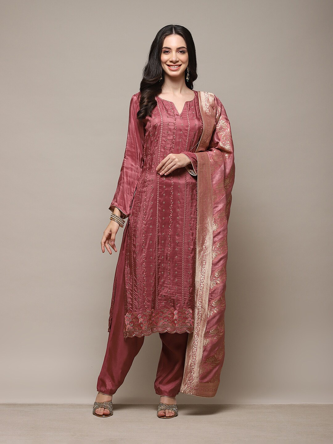 

Biba Ethnic Motifs Embroidered Unstitched Dress Material, Mauve