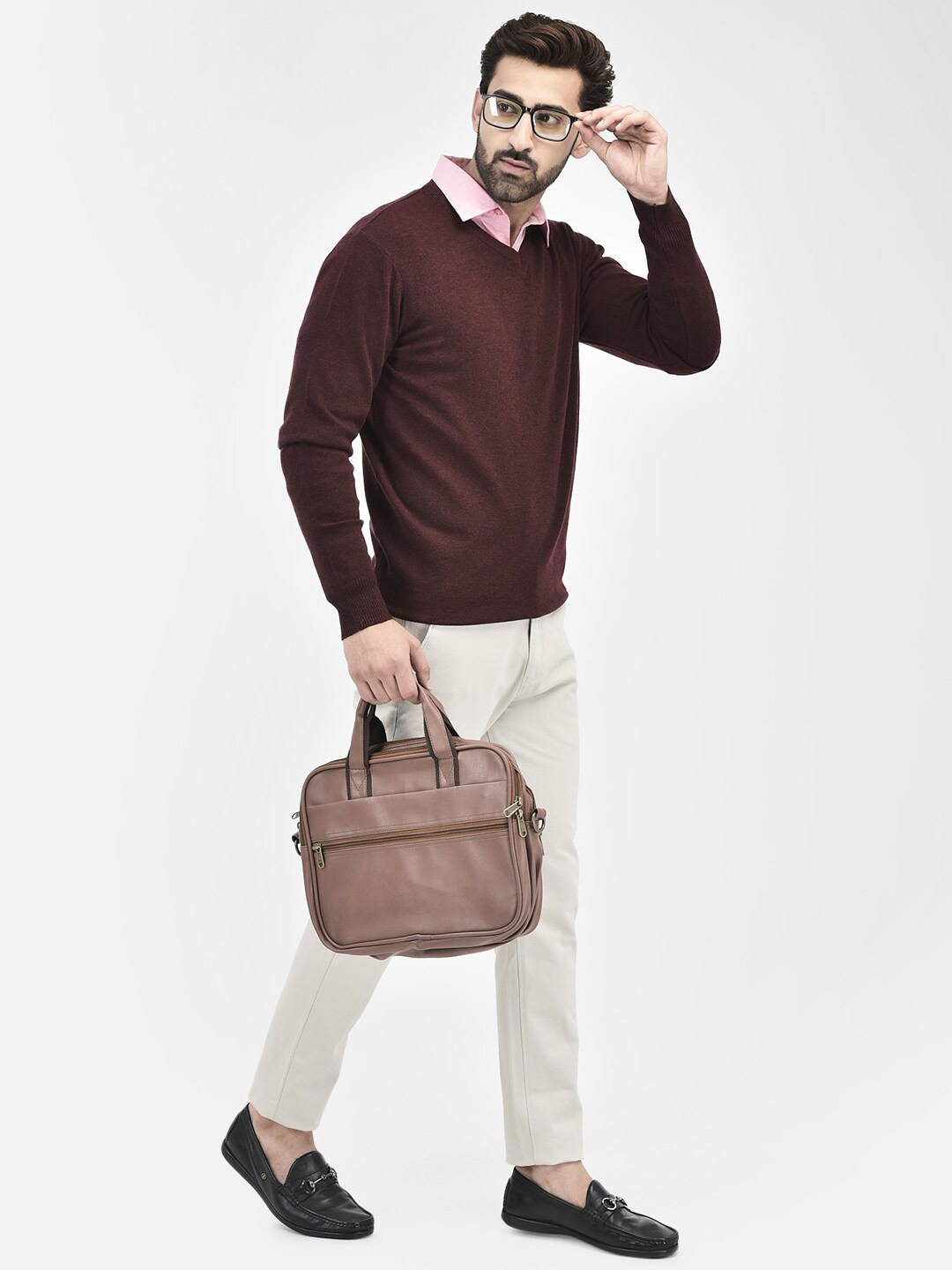 

Crimsoune Club V-Neck Long Sleeves Acrylic Pullover, Burgundy