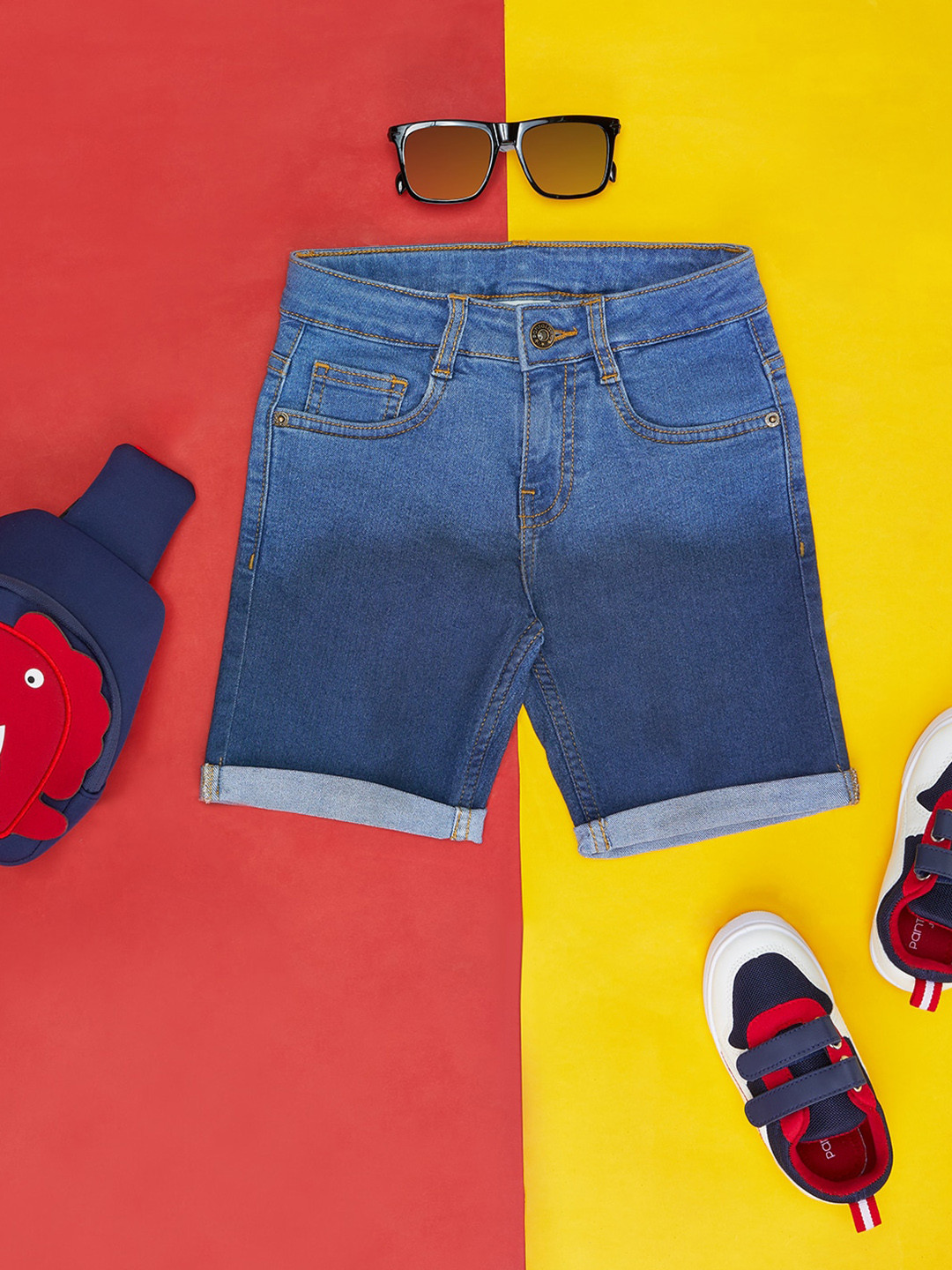 

Pantaloons Junior Boys Mid Rise Cotton Denim Shorts, Blue