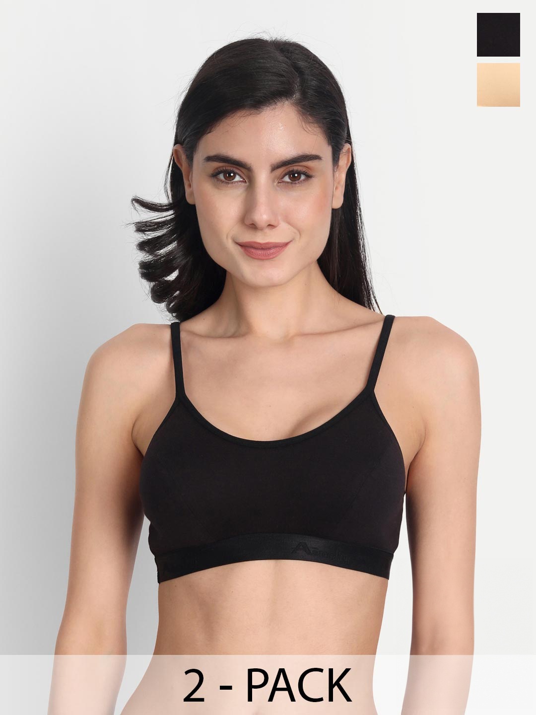 

Aimly Pack Of 2 Medium Coverage Workout Bra With All Day Comfort, Black