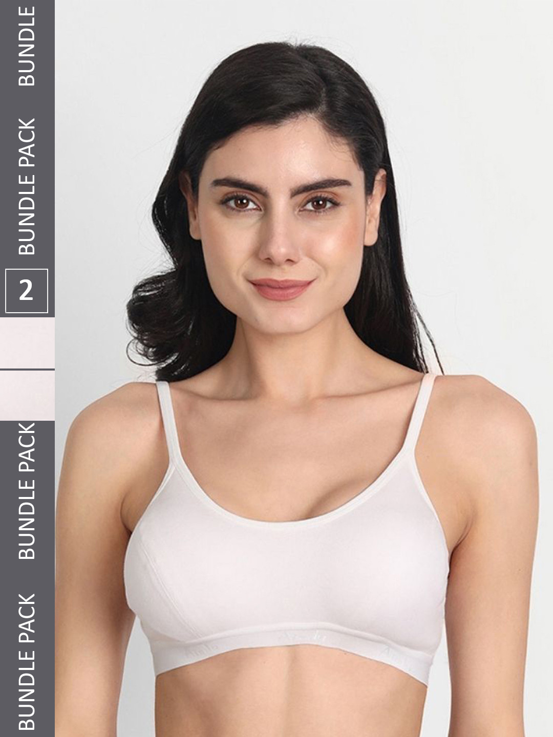 

Aimly Pack Of 2 Non-Padded Non-Wired Seamless Cotton Workout Bra With All Day Comfort, White