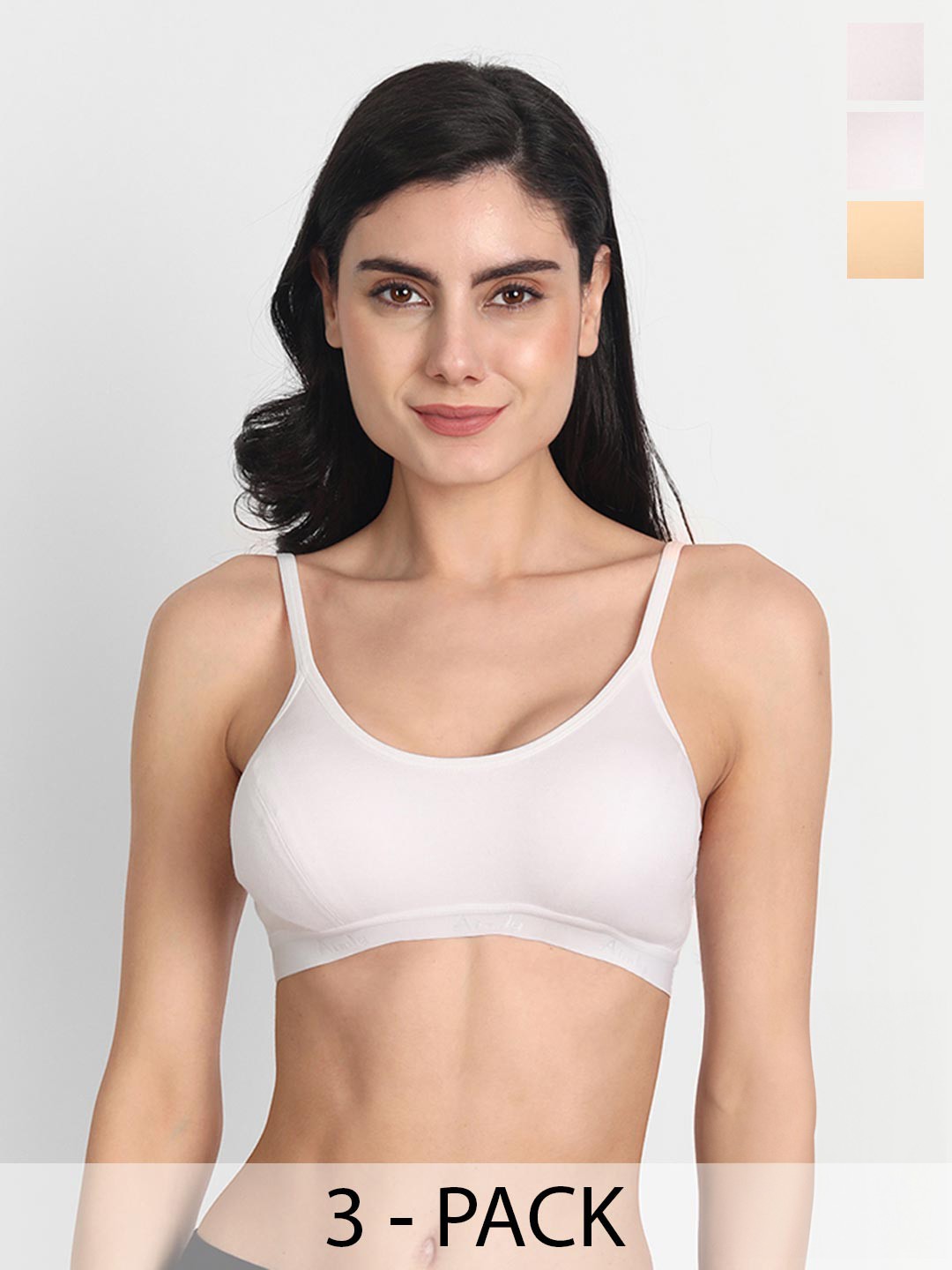 

Aimly Pack Of 3 Non-Padded Medium Coverage All Day Comfort Cotton Sports Bra, White