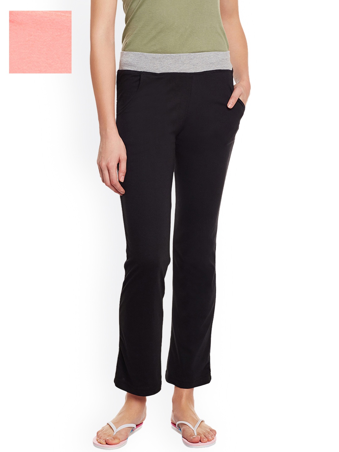 

VIMAL JONNEY Women Pack of 2 Lounge Pants F4PEACH-F3BLACK-02, Peach