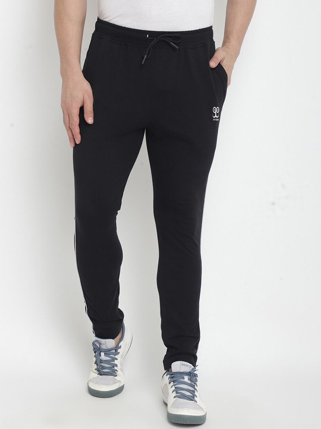 

9ty3ree Men Mid-Rise Sports Track Pants, Black