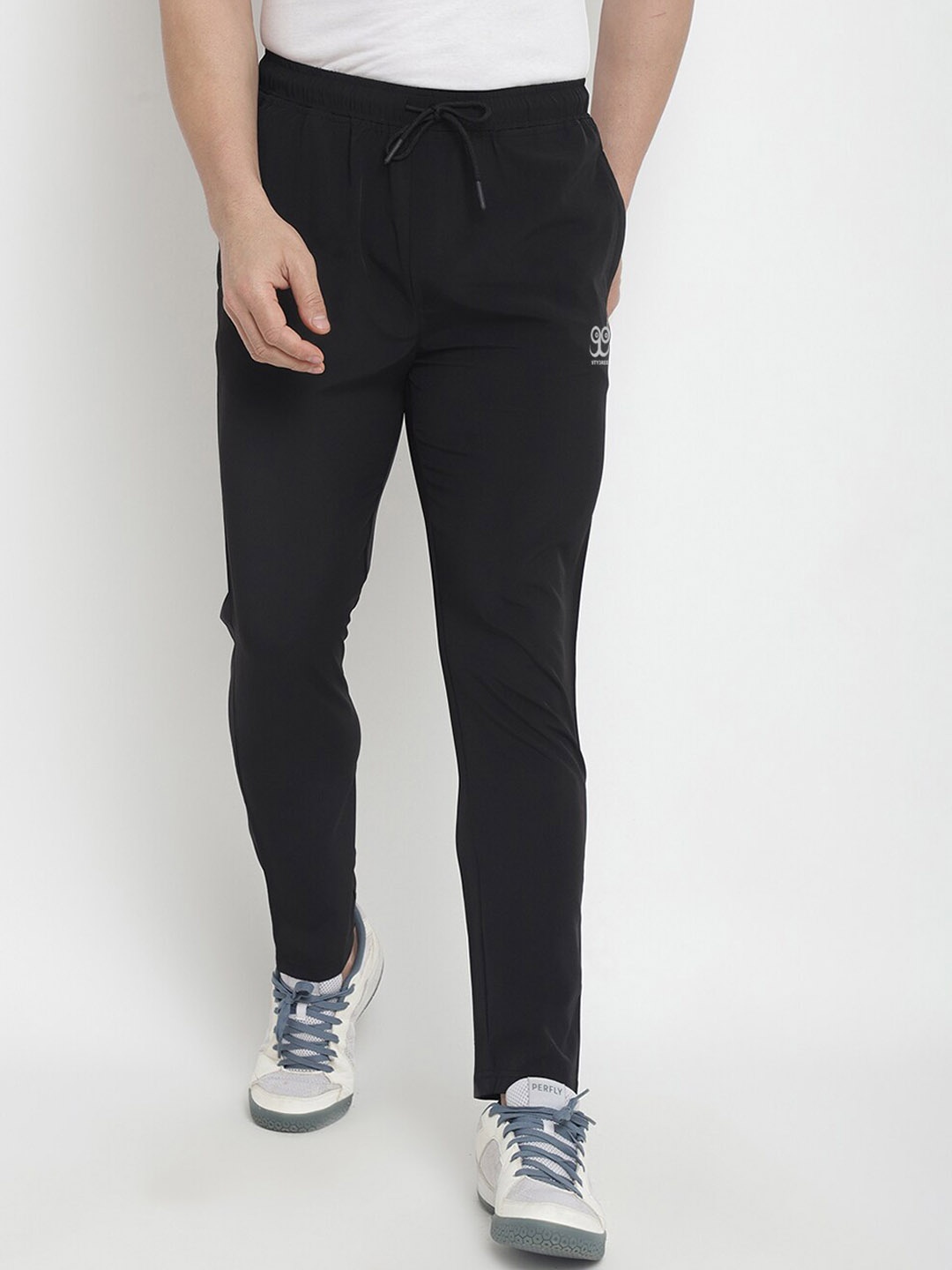 

9ty3ree Men Mid-Rise Sports Track Pants, Black