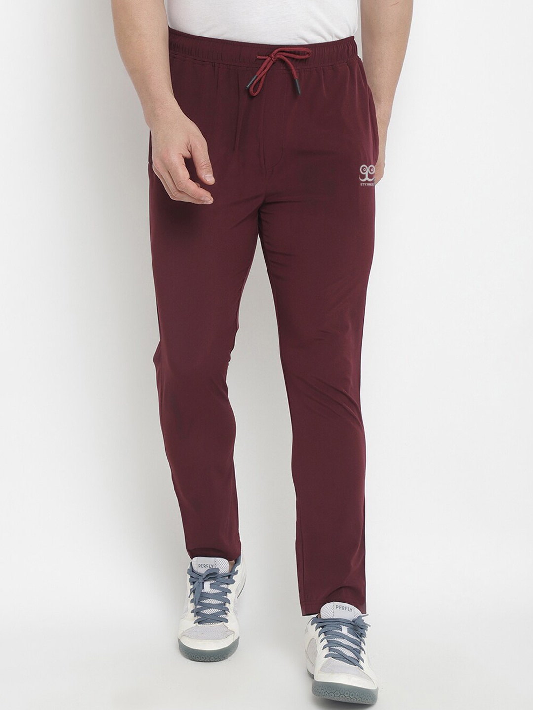 

9ty3ree Men Mid-Rise Sports Track Pants, Maroon
