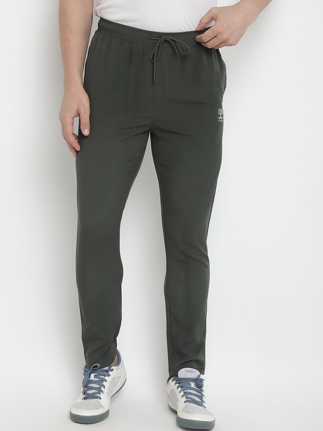 

9ty3ree Men Mid-Rise Sports Track Pants, Olive