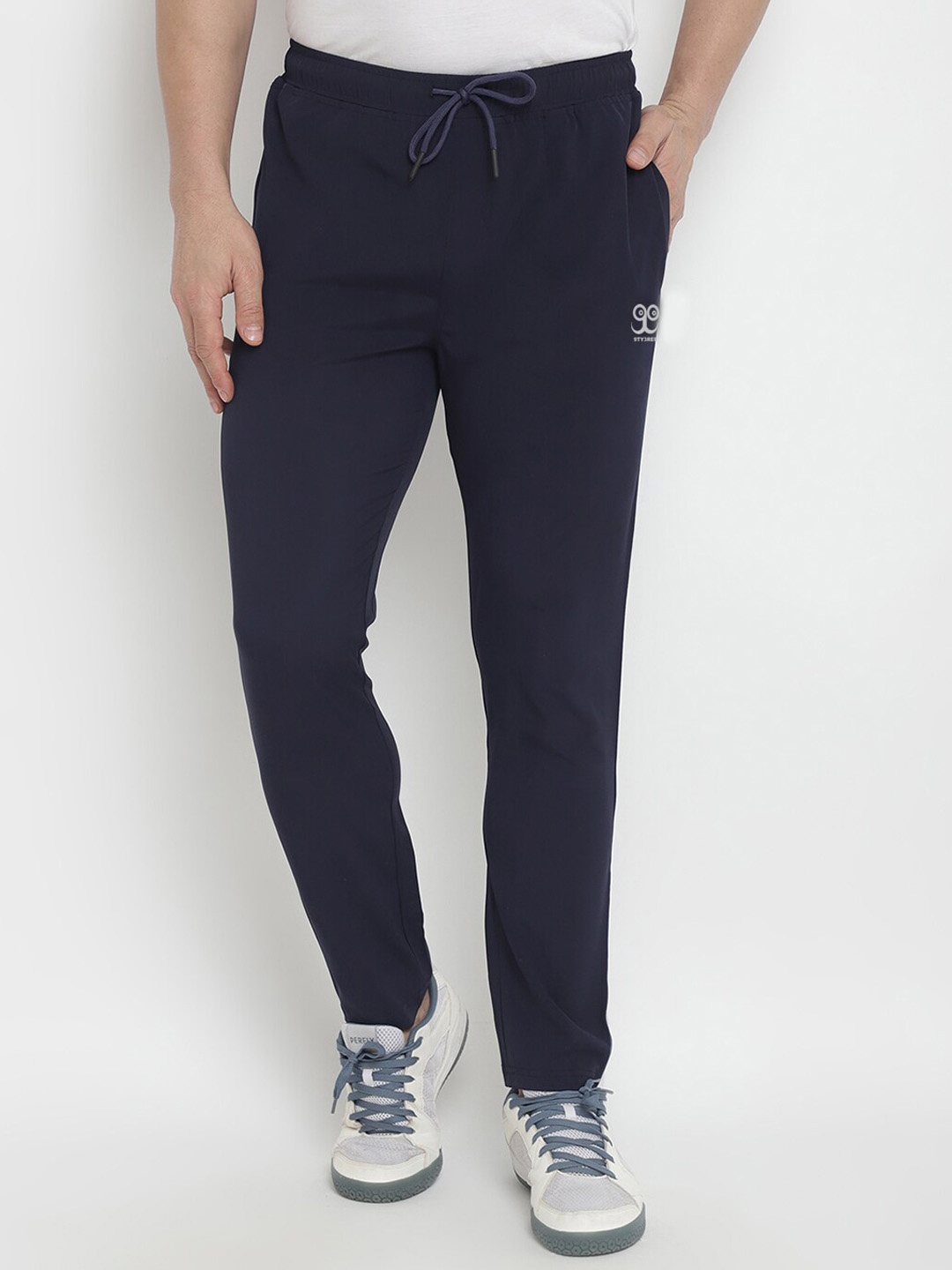 

9ty3ree Men Mid-Rise Sports Track Pants, Navy blue