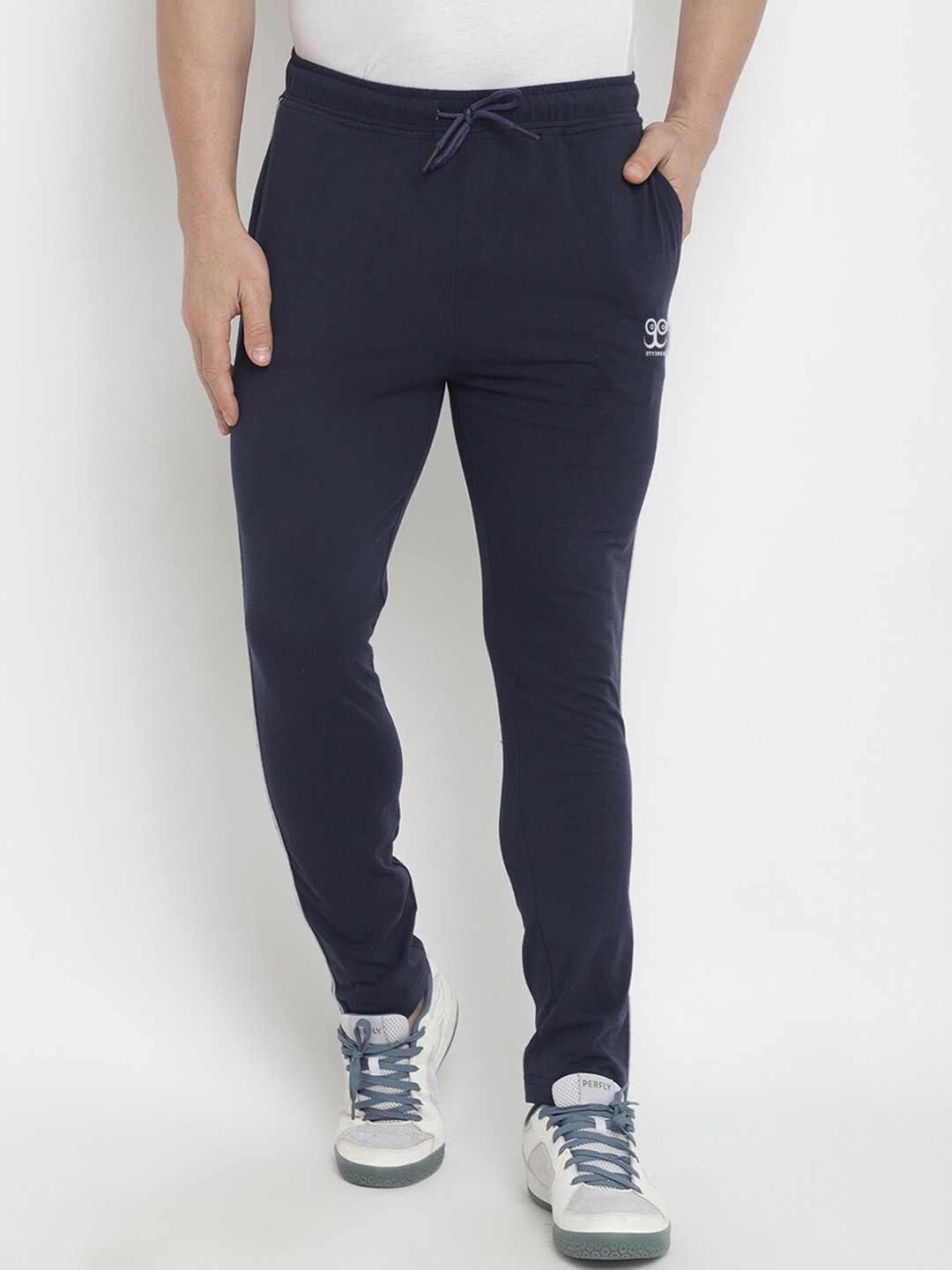 

9ty3ree Men Mid-Rise Sports Track Pants, Navy blue