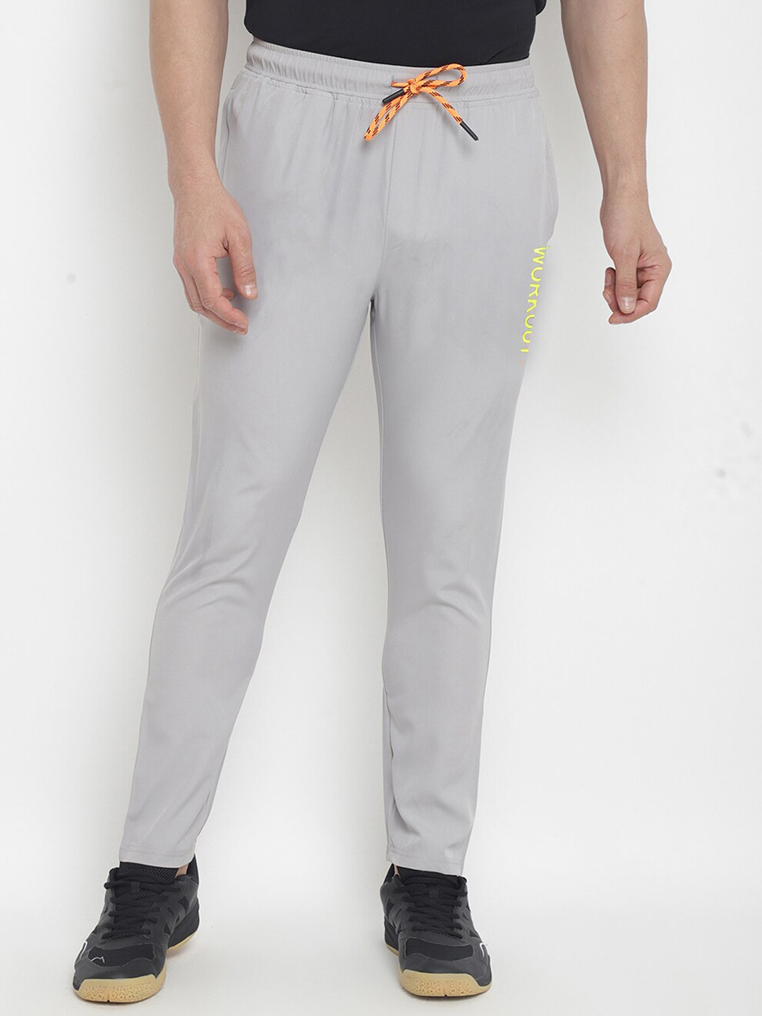 

9ty3ree Men Typography Printed Mid-Rise Sports Track Pants, Grey