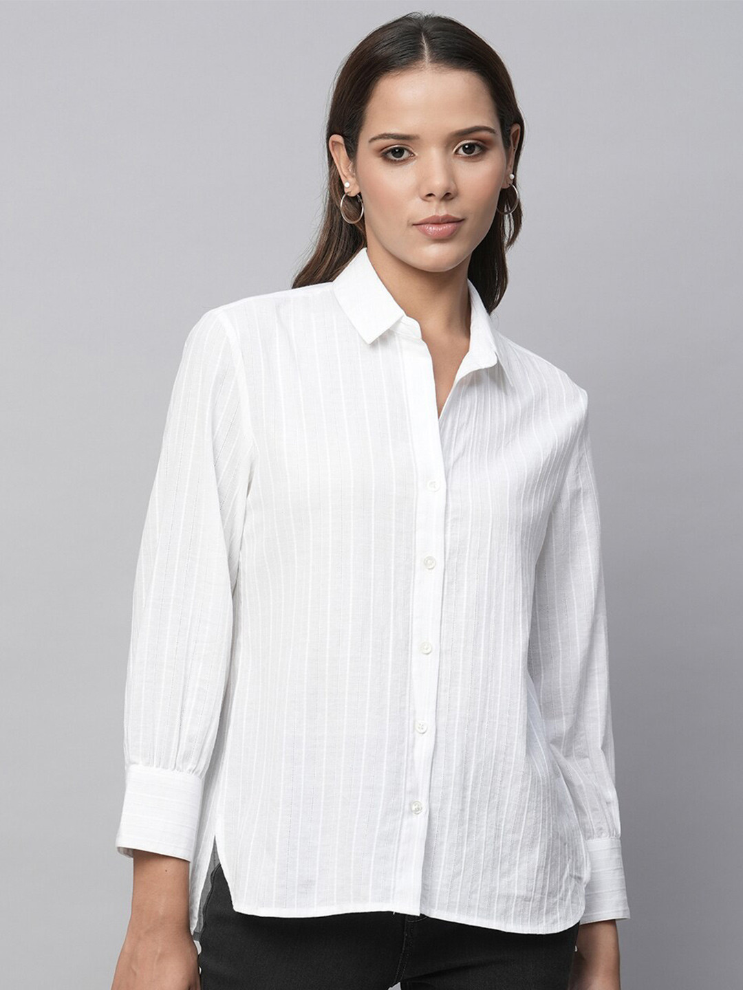 

Chemistry Striped Casual Shirt, White