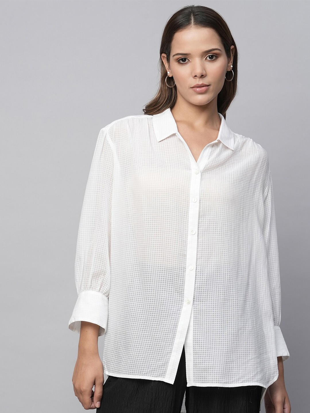 

Chemistry Self Design Casual Shirt, White