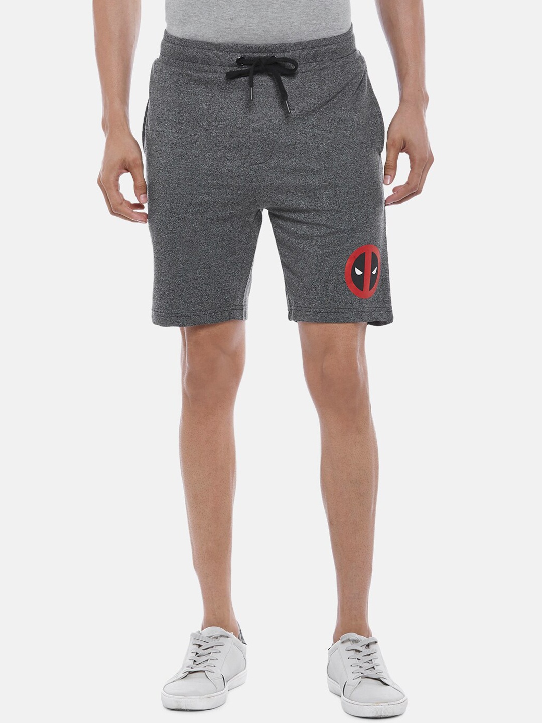 

SF JEANS by Pantaloons Men Black Deadpool Mid Rise Slim Fit Cotton Shorts, Grey
