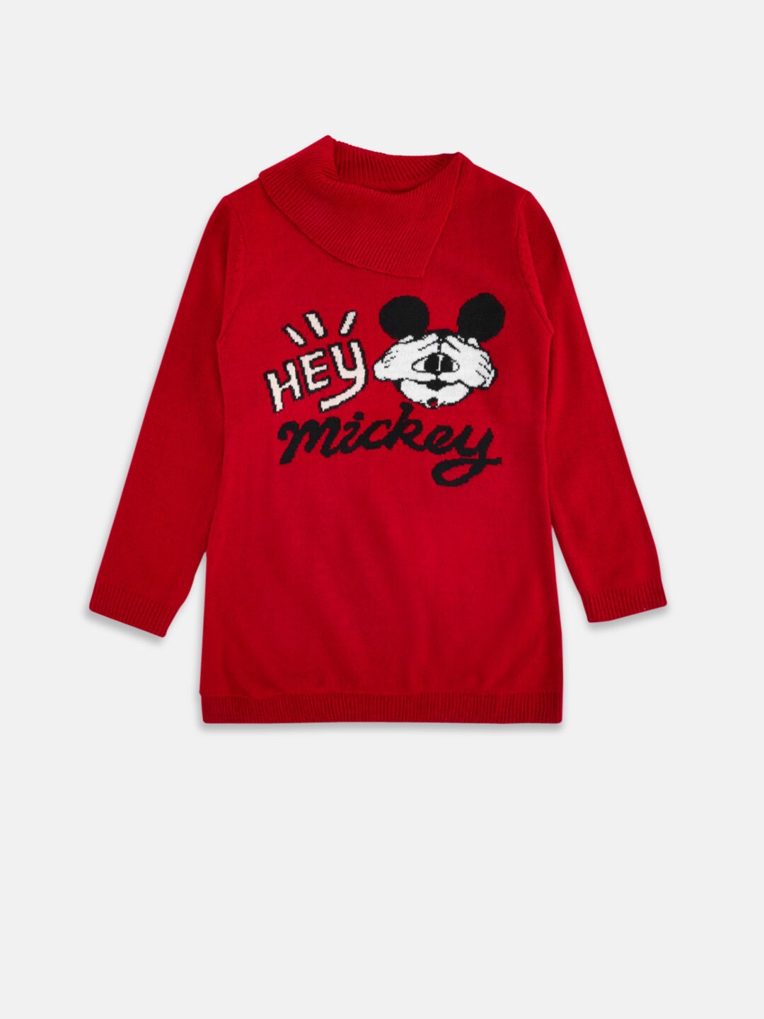 

Pantaloons Junior Girls Mickey Mouse Printed Cotton Pullover, Red