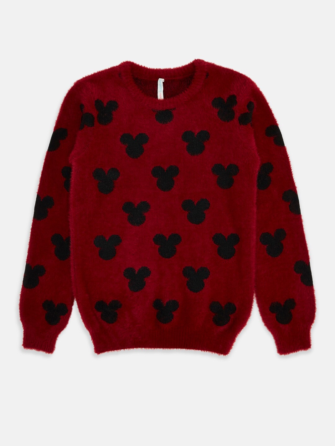 

Pantaloons Junior Girls Mickey Mouse Printed Cotton Pullover, Red
