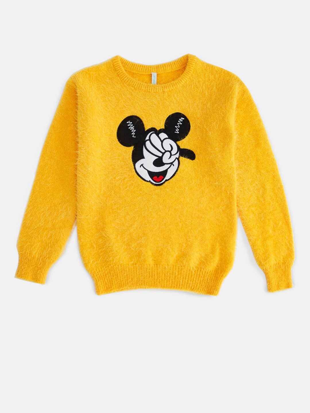 

Pantaloons Junior Girls Mickey Mouse Printed Acrylic Pullover, Mustard