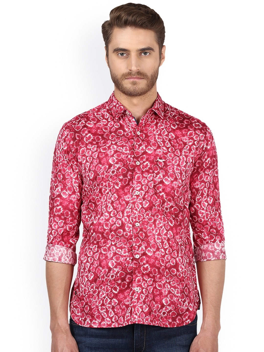 

Park Avenue Men Red Slim Fit Printed Casual Shirt