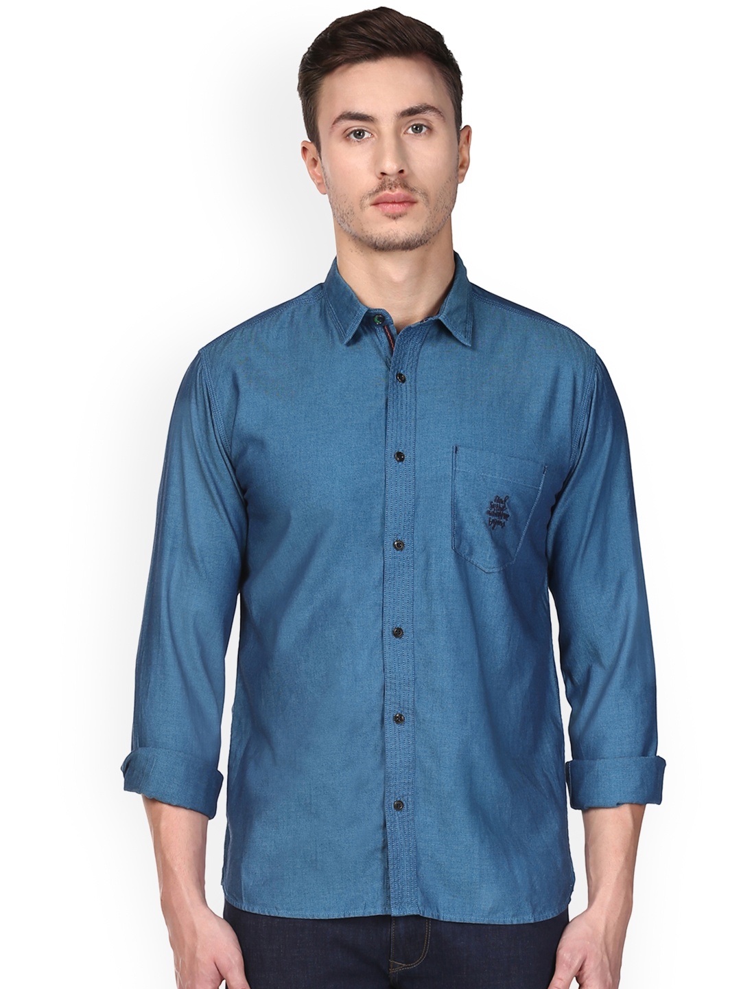 

Park Avenue Men Blue Slim Fit Solid Casual Shirt