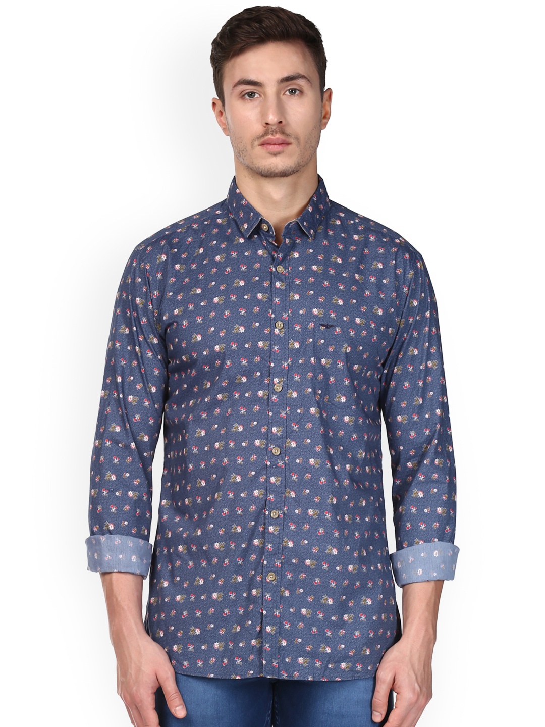 

Park Avenue Men Blue Slim Fit Printed Casual Shirt