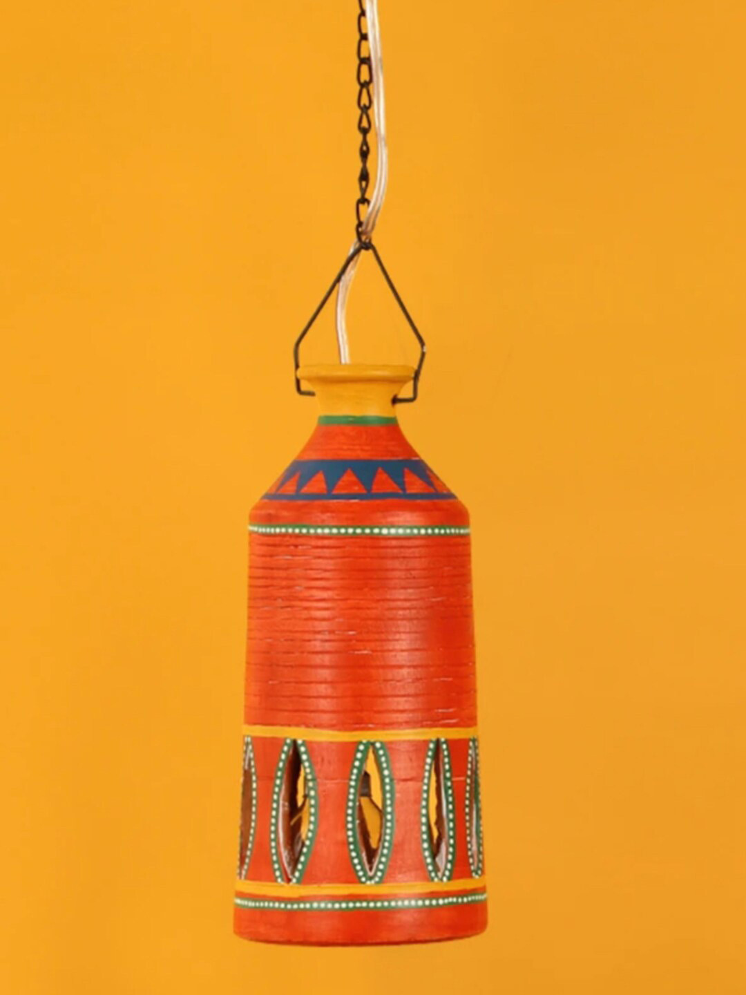 

AAKRITI ART CREATIONS Orange Terracotta Pendant Lamp