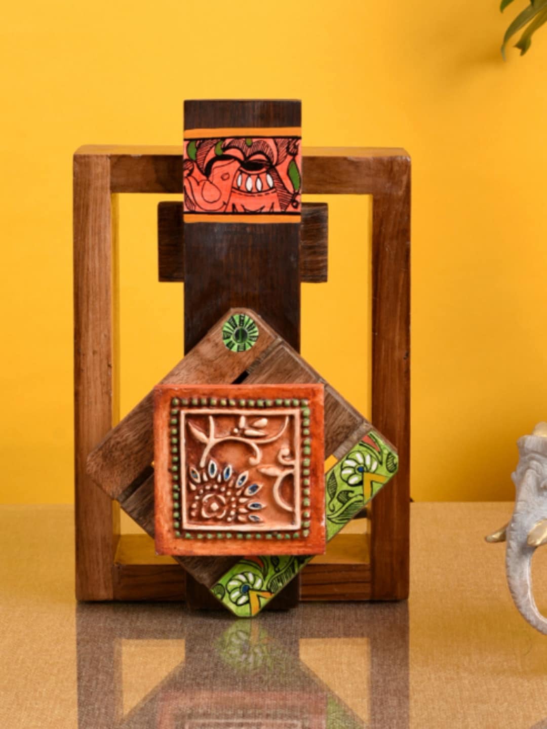 

AAKRITI ART CREATIONS Brown Textured Tribal Motifs Wall Lamps