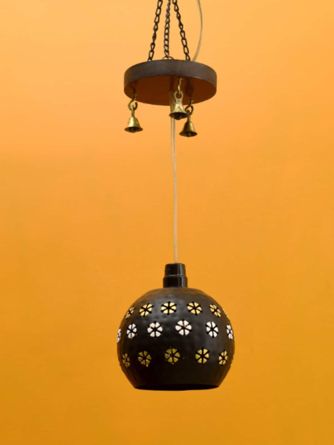 

AAKRITI ART CREATIONS Black Textured Hanging Pendant Lamp