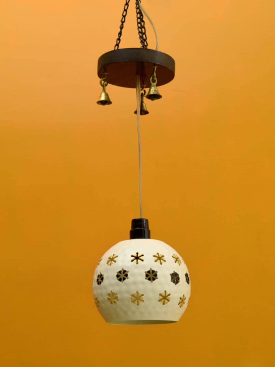 

AAKRITI ART CREATIONS White Textured Dome Shaped Hanging Pendant Lamp