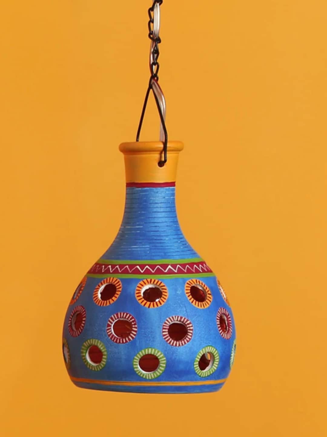 

AAKRITI ART CREATIONS Ruso-C Blue Terracotta Textured Pendant Lamp