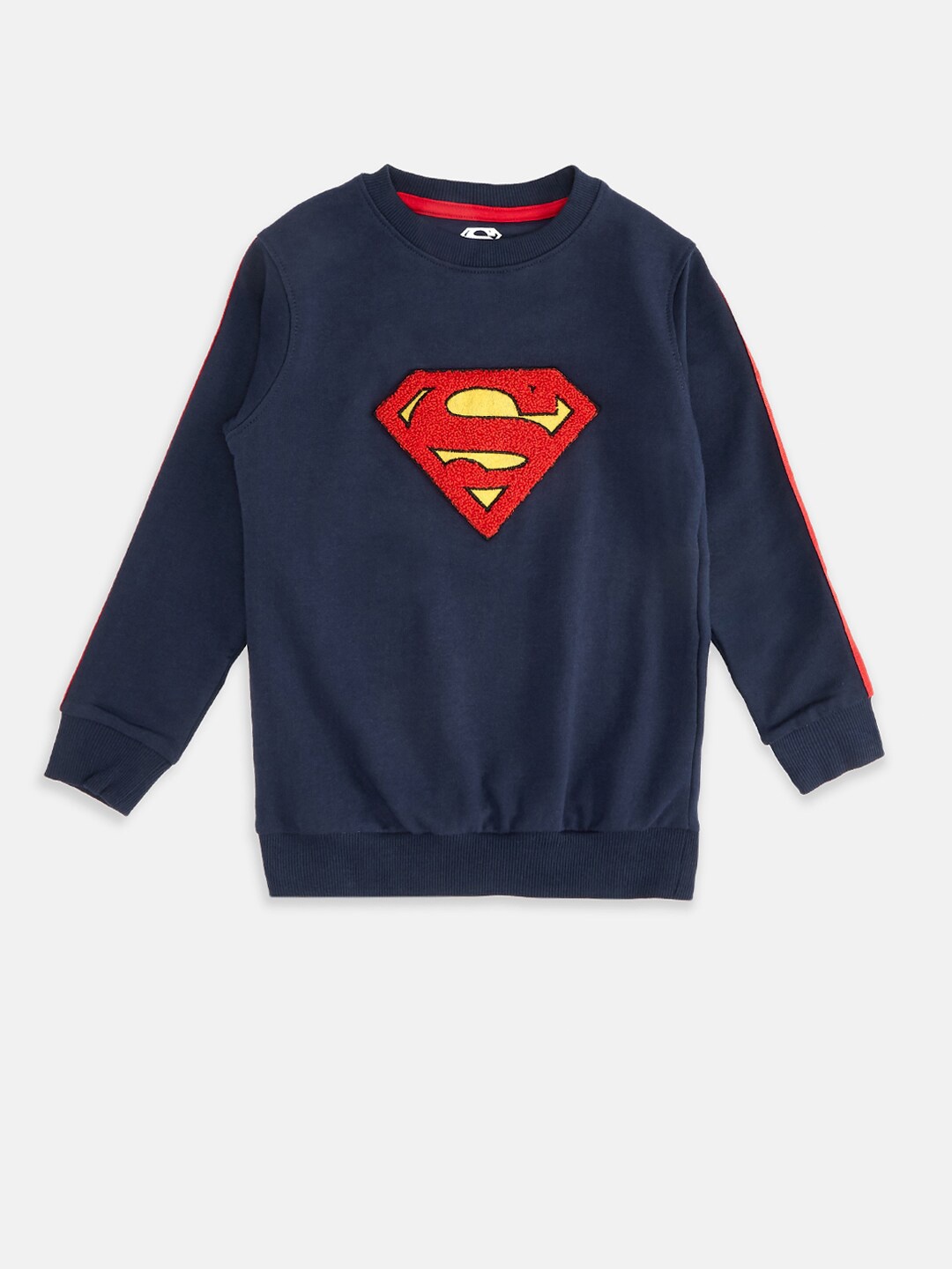 

Pantaloons Junior Boys Superman Embellished Applique Cotton Sweatshirt, Navy blue