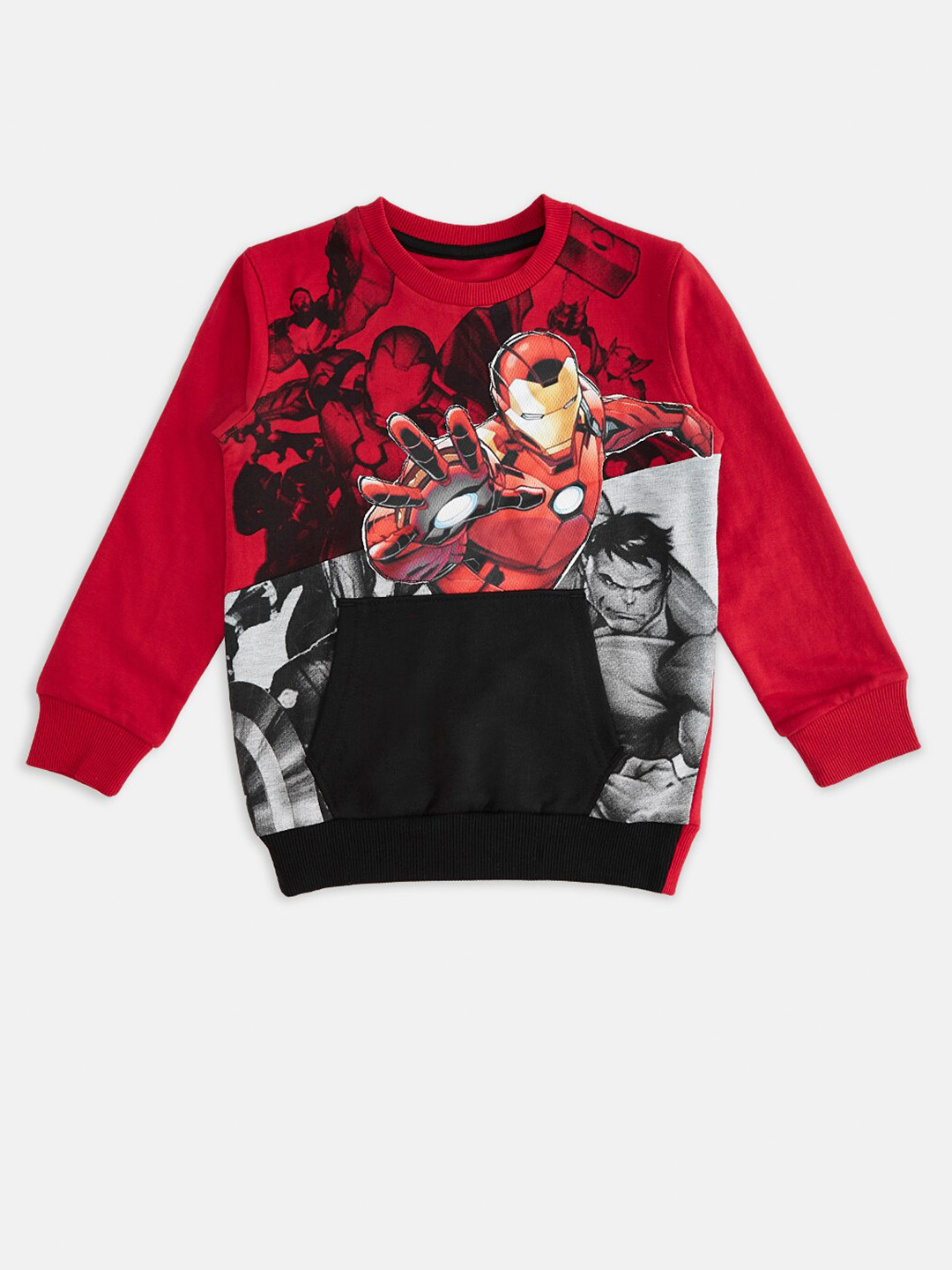 

Pantaloons Junior Boys Avengers Printed Round Neck Long Sleeves Cotton Pullover Sweatshirt, Red