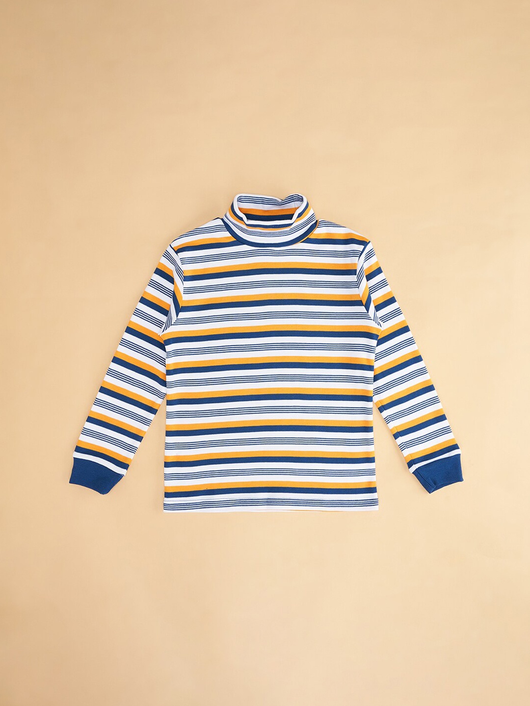 

Pantaloons Junior Boys Striped Cotton Turtle Neck Sweatshirt, White