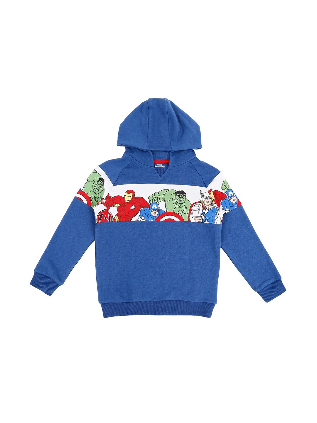 

Pantaloons Junior Boys Avengers Printed Hooded Cotton Sweatshirt, Blue