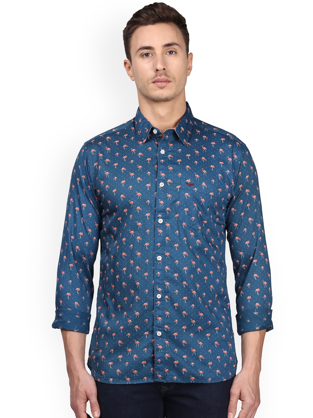 

Park Avenue Men Teal Blue Printed Casual Shirt