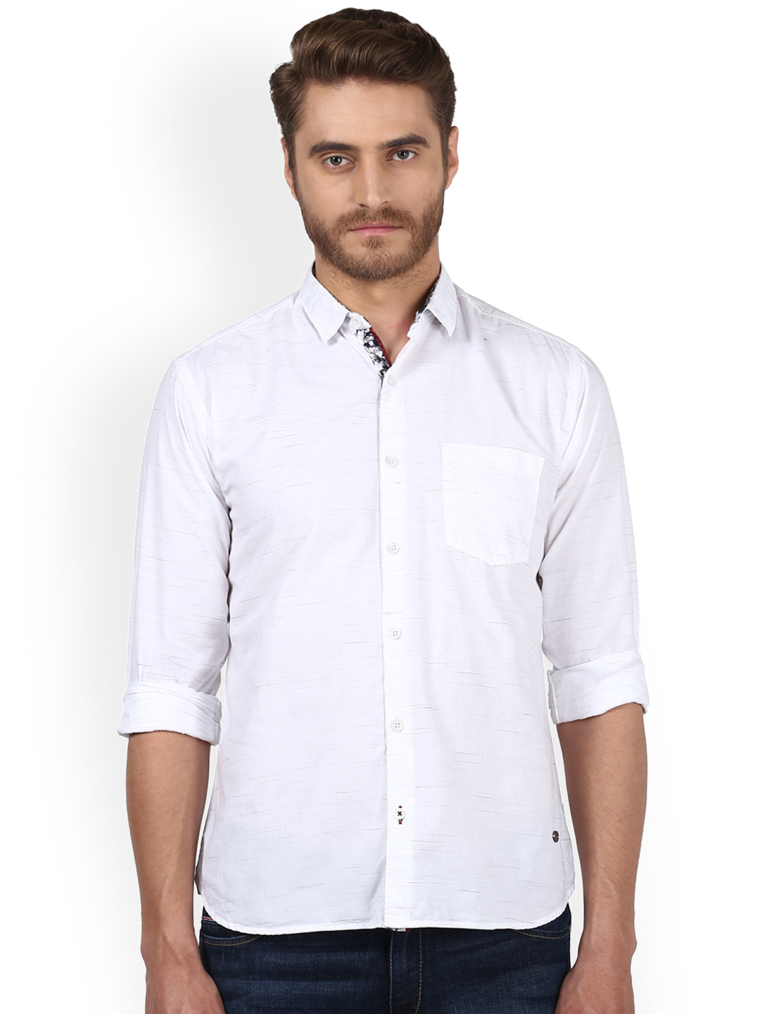 

Park Avenue Men White Slim Fit Solid Casual Shirt