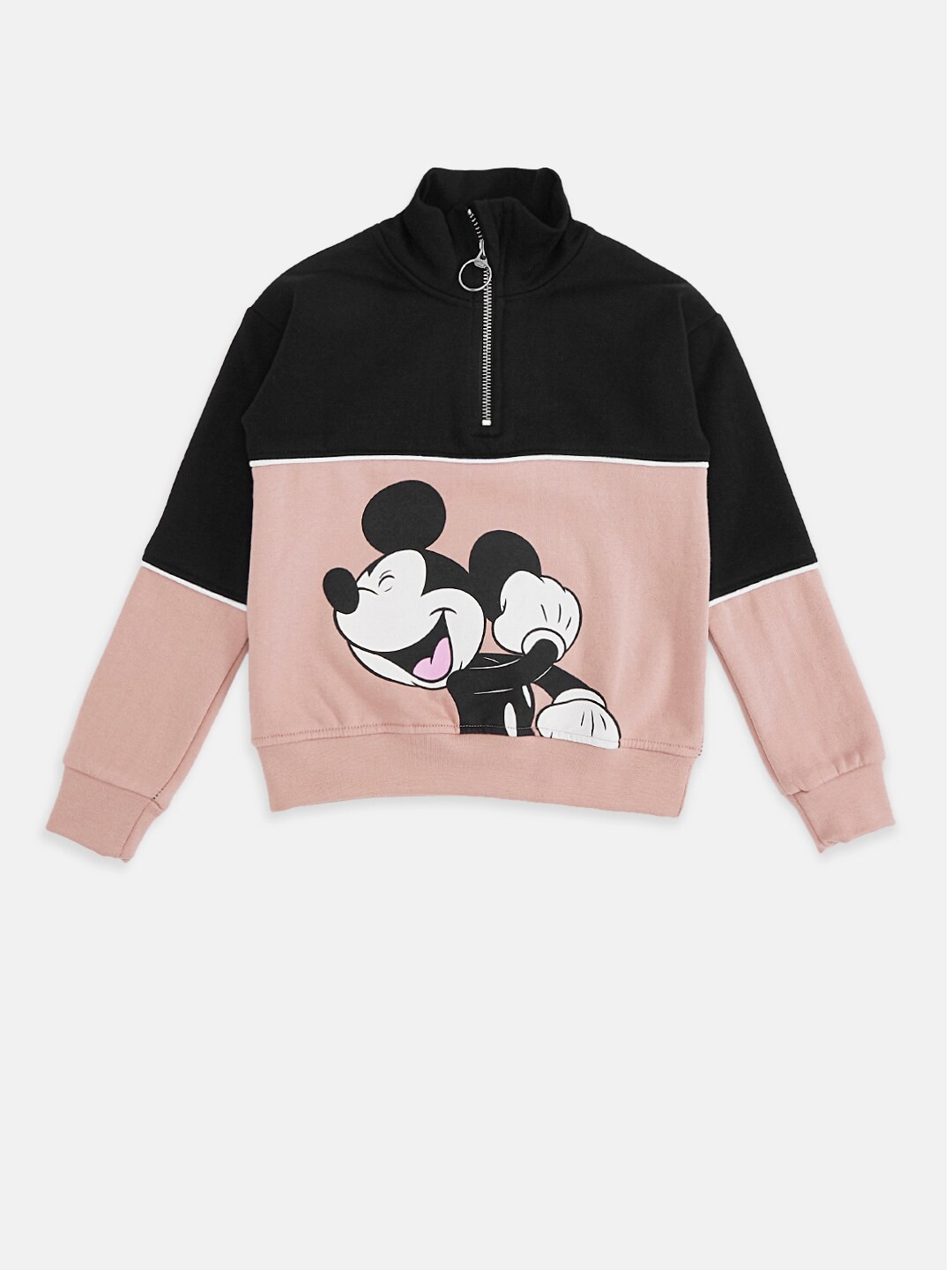 

Pantaloons Junior Girls Graphic Mickey Mouse Printed Cotton Sweatshirt, Black