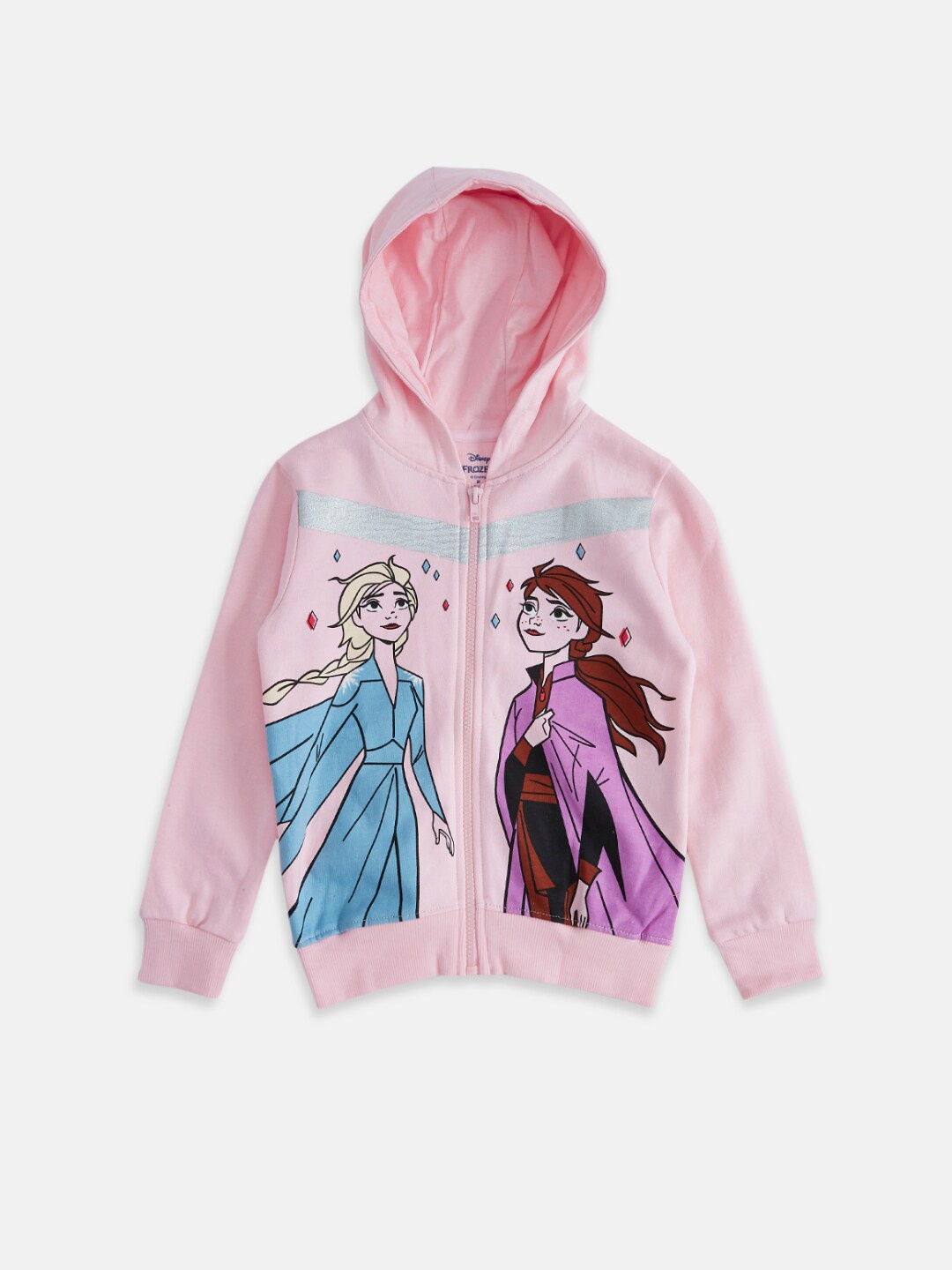 

Pantaloons Junior Girls Frozen Printed Hooded Long Sleeves Cotton Sweatshirt, Pink