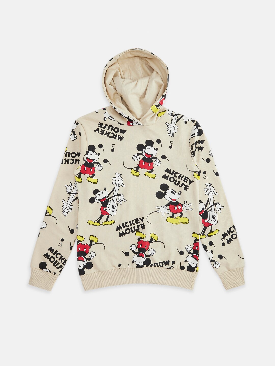 

Pantaloons Junior Girls Graphic Mickey Mouse Printed Hooded Cotton Sweatshirt, Off white