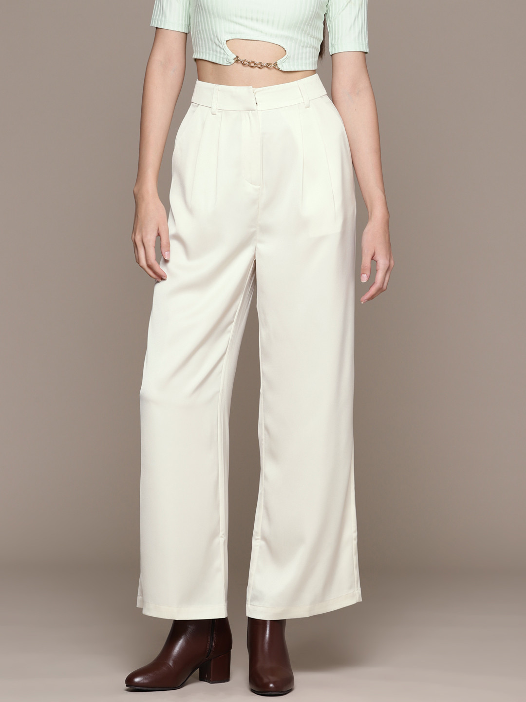 

Ritu Kumar Relaxed Loose Fit Pleated Trousers, Beige