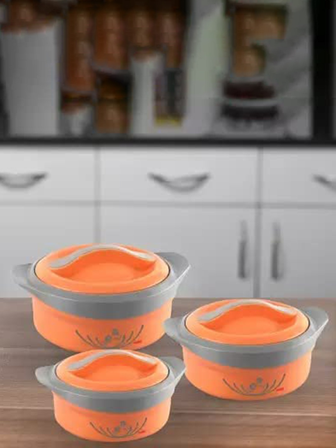 

Cello 3-Pieces Orange Thermoware Casserole Set 500 ml 1L 1.5L