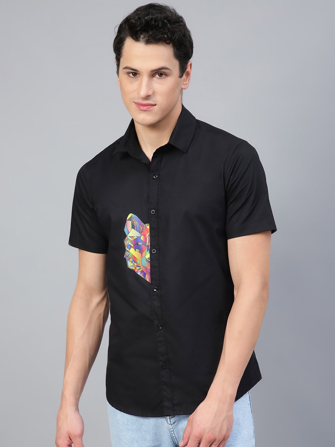 

FTX Standard Spread Collar Pure Cotton Casual Shirt, Black
