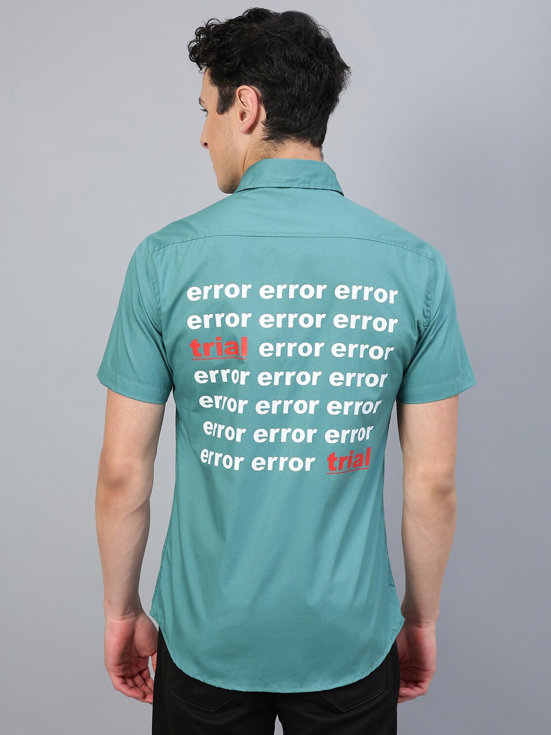 

FTX Typography Printed Spread Collar Pure Cotton Casual Shirt, Green