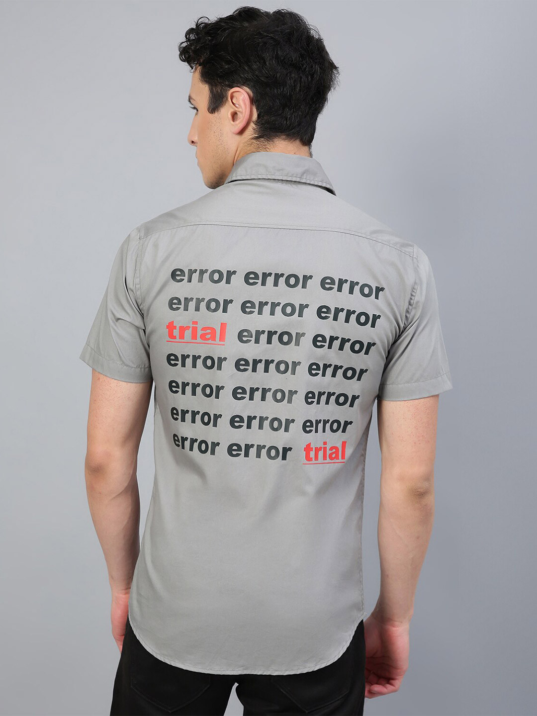 

FTX Typography Printed Spread Collar Pure Cotton Casual Shirt, Grey