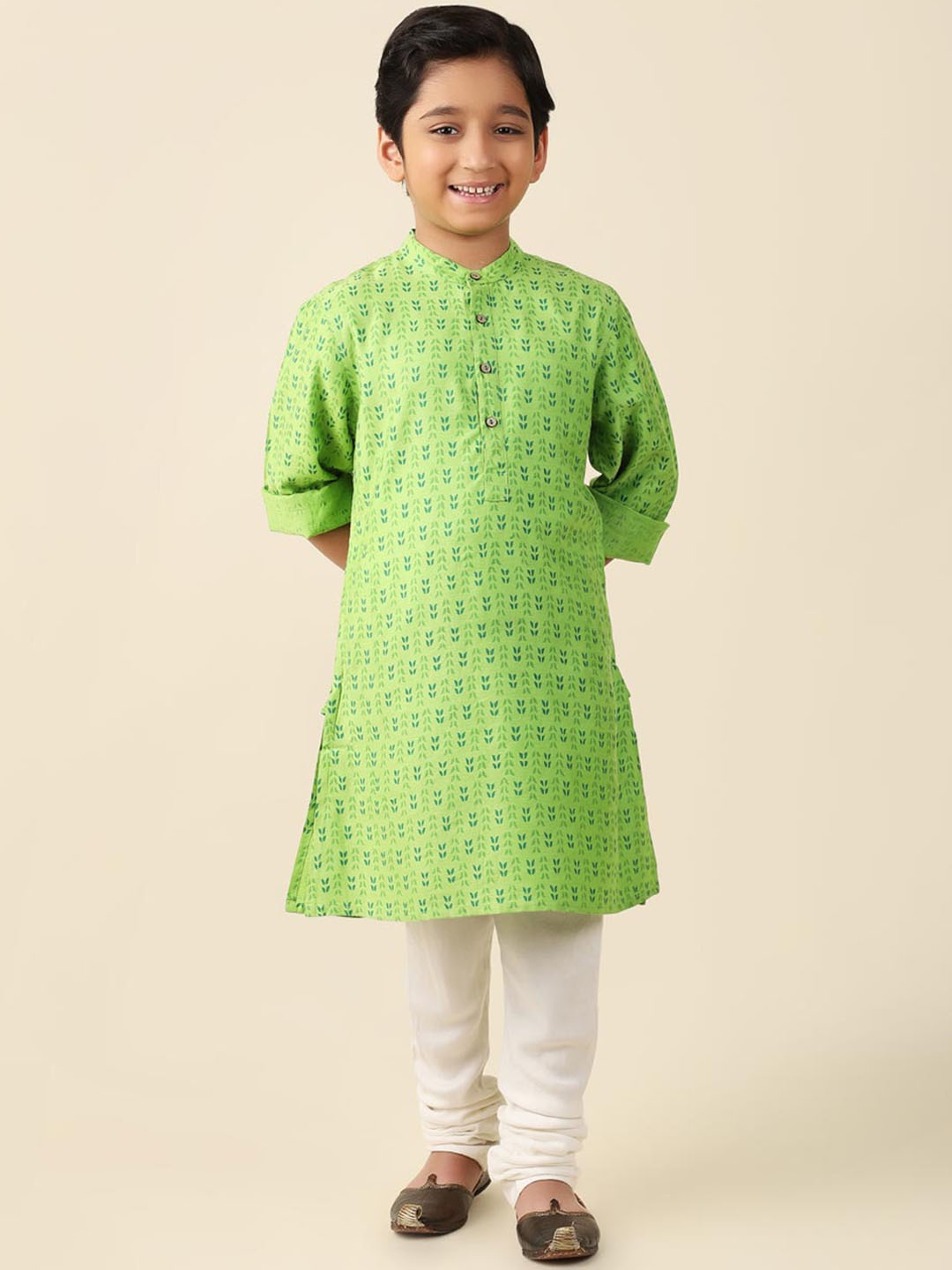 

Fabindia Boys Floral Printed Kurta, Green