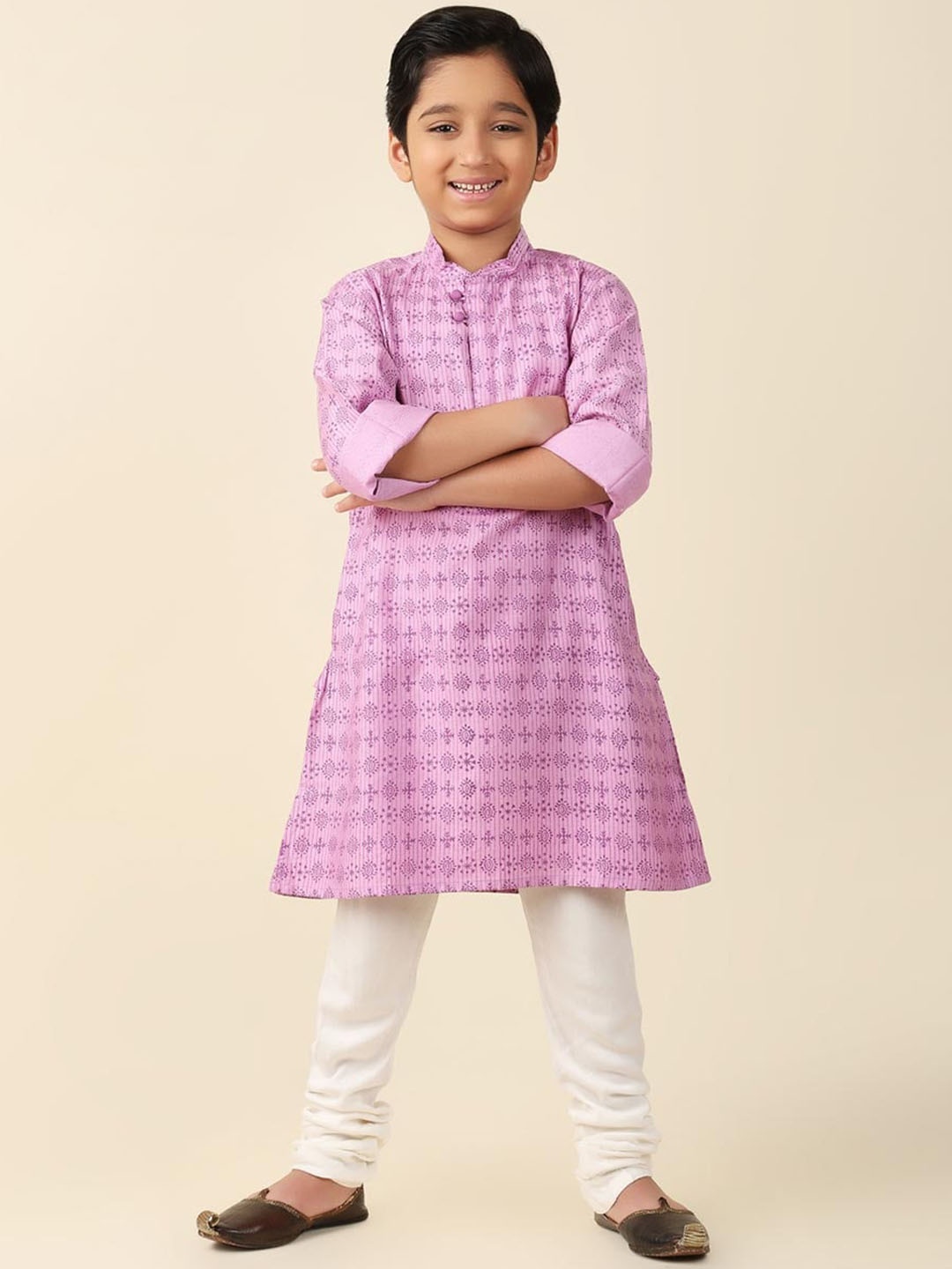 

Fabindia Boys Ethnic Motifs Printed Kurta, Purple