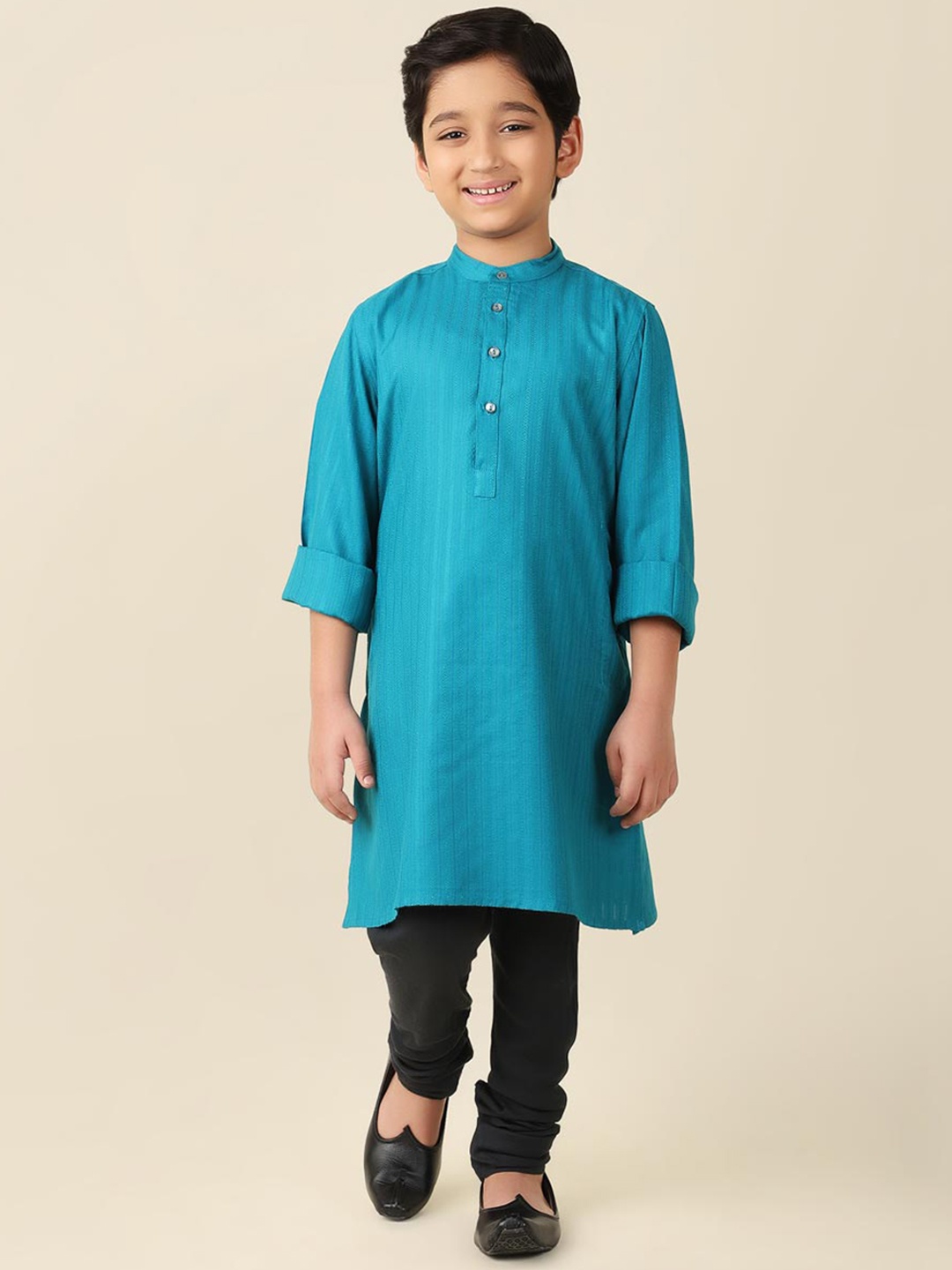 

Fabindia Boys Striped Kurta, Teal