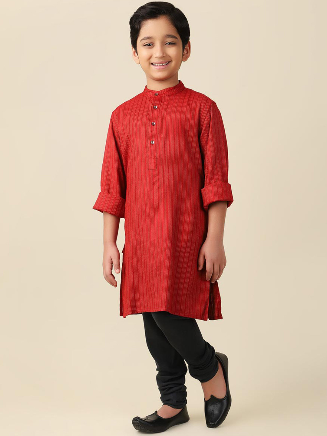 

Fabindia Boys Striped Kurta, Red