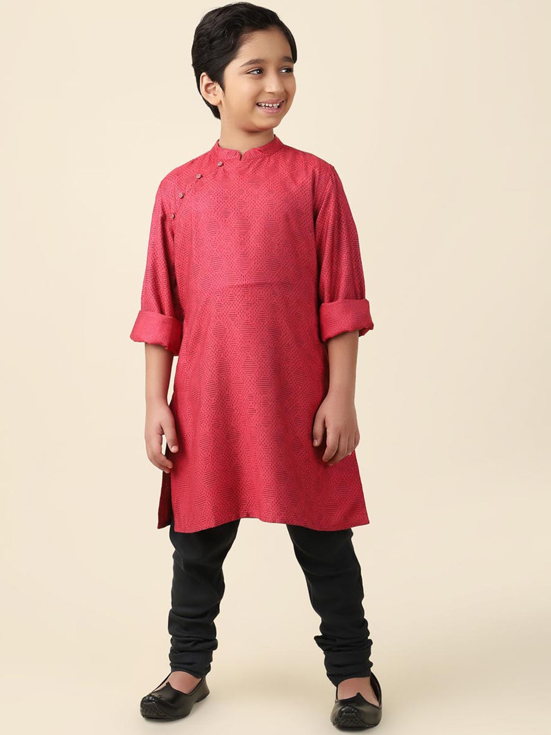 

Fabindia Boys Geometric Printed Kurta, Red