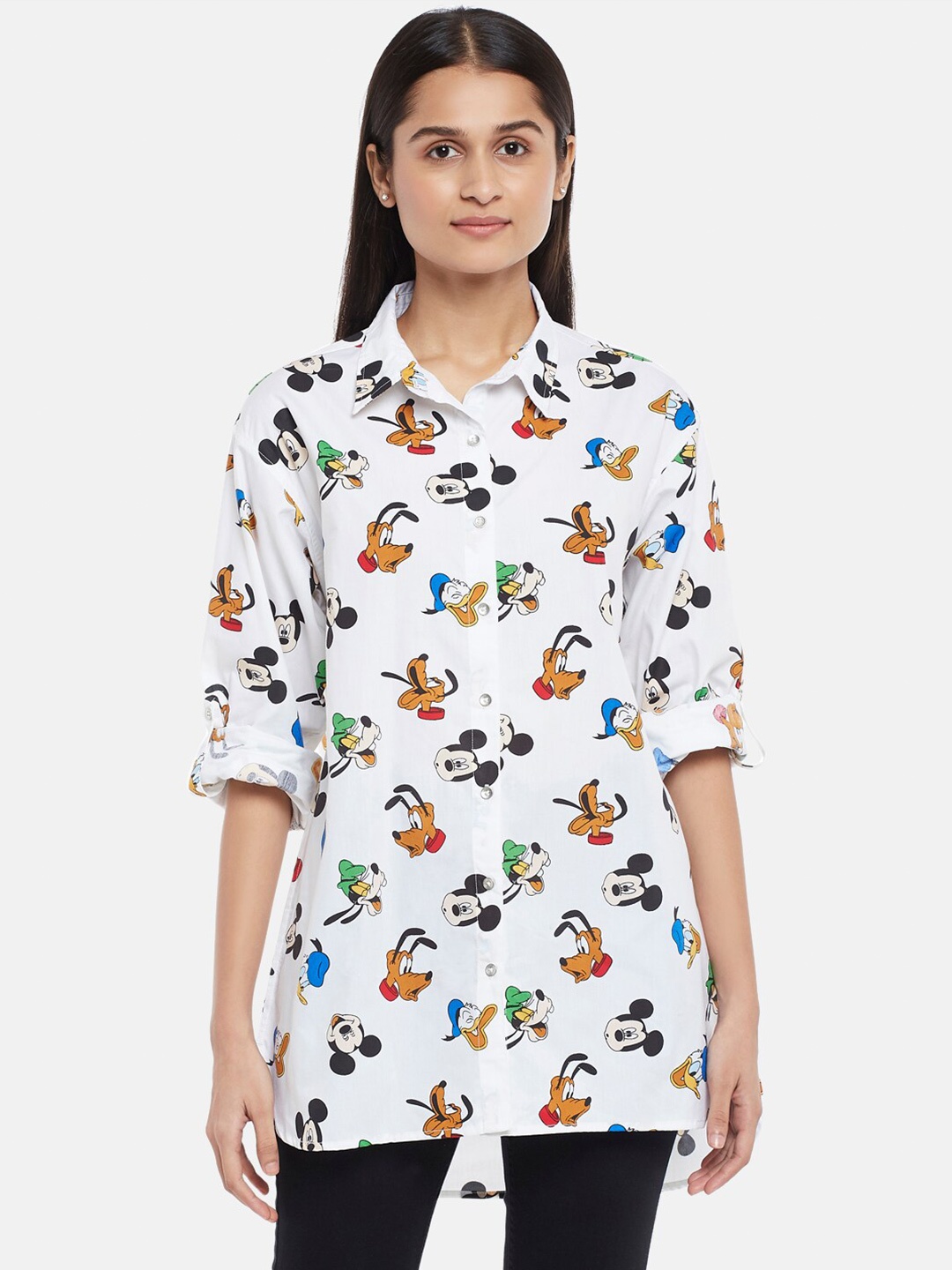 

Honey by Pantaloons Humour & Comic Printed Cotton Longline Shirt, White